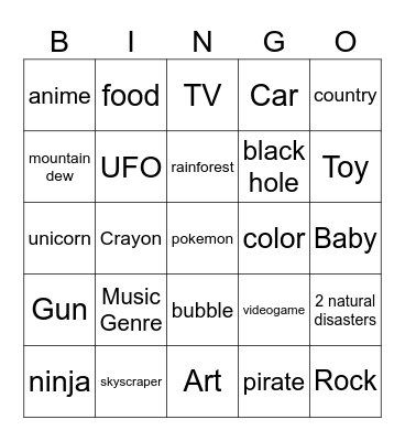 Infinte Craft Bingo Card