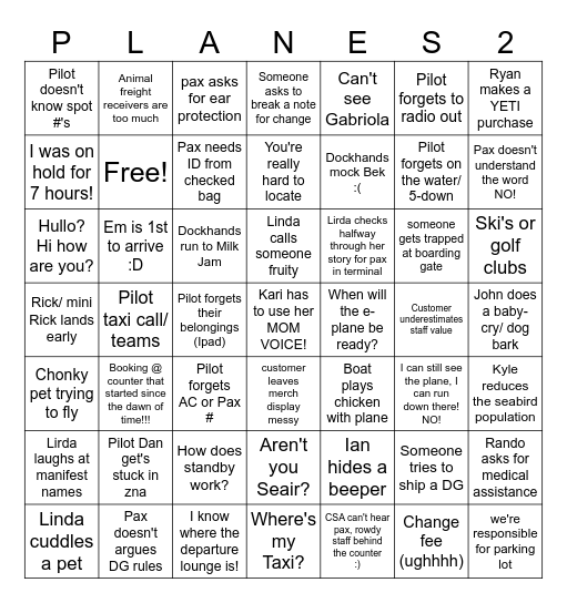 CSA Bingo: Part 2, Rise of the CSA's Bingo Card