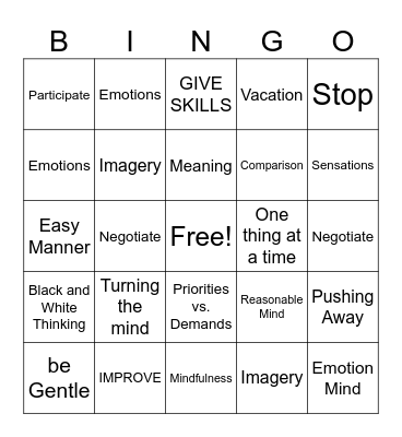 DBT BINGO Card