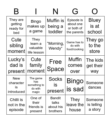 Bingo’s Bingo Card