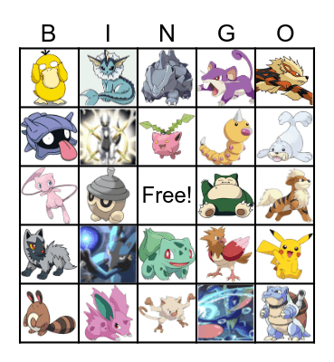 Pokemon Bingo Card