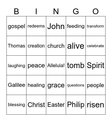 Holy Humour Sunday 2024 Bingo Card