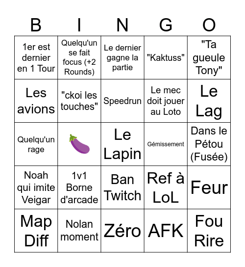 Pummel party Bingo Card