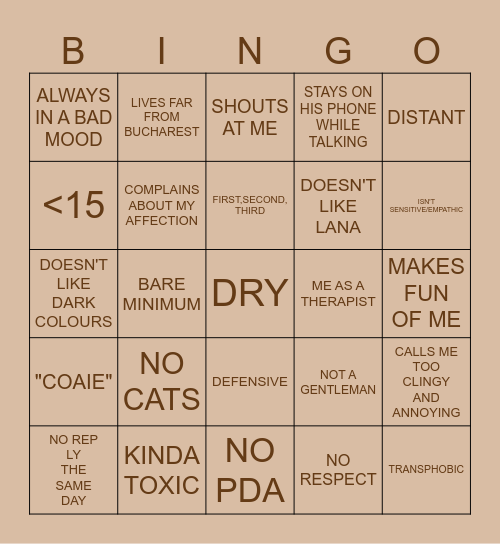 THE RED FLAG BINGO Card