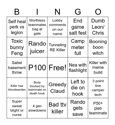 DBingoD - Salty Survivor Edition Bingo Card