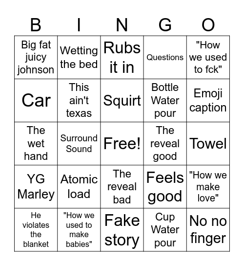 The LoversBlanket Bingo Card