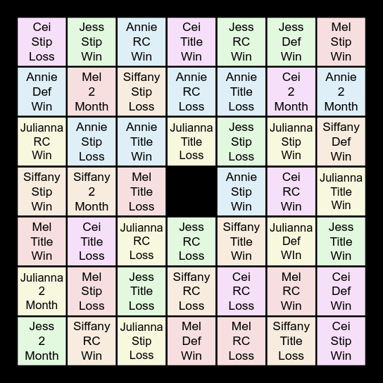 Doll Domination Bingo Card