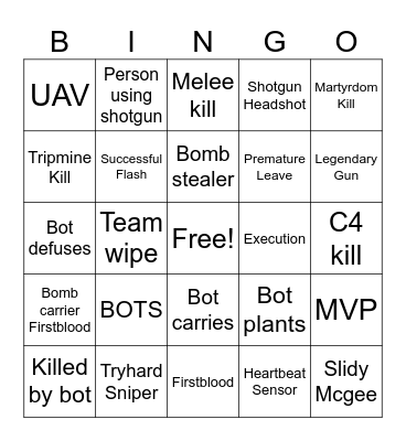 CODM Bingo Card