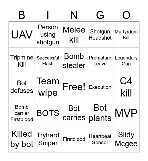 CODM Bingo Card