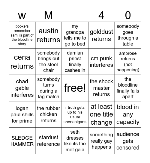 wraslmanya Bingo Card