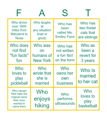 Find a Friend! Bingo Card