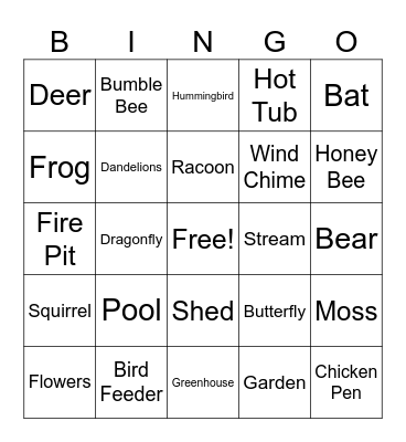 Backyard Bingo Card