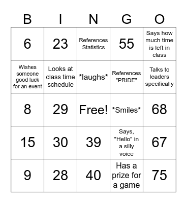 Number Bingo 1-75 Bingo Card