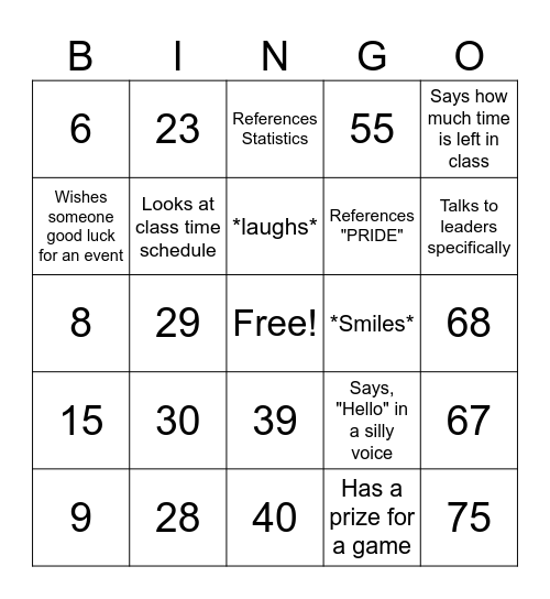 Number Bingo 1-75 Bingo Card