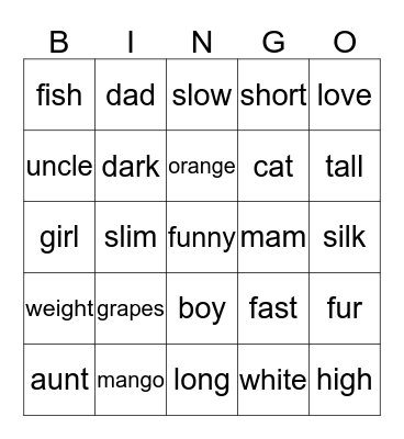 charity  Bingo Card