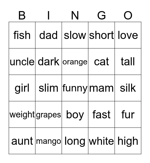 charity  Bingo Card