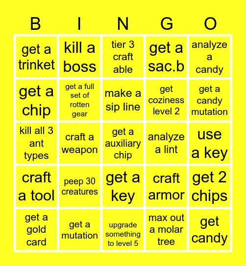grounded bingo Card