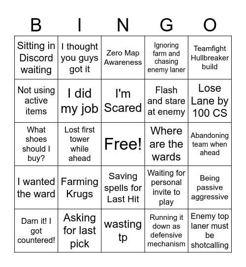 William Bingo Card