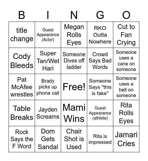 Mania Bingo Card