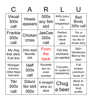 Carluuuu Bingo Card