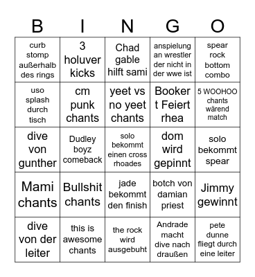 Mainia Bingo Card