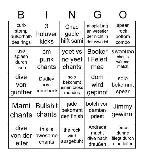 Mainia Bingo Card