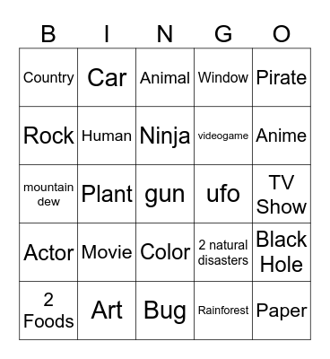 Infinte Craft Bingo Card