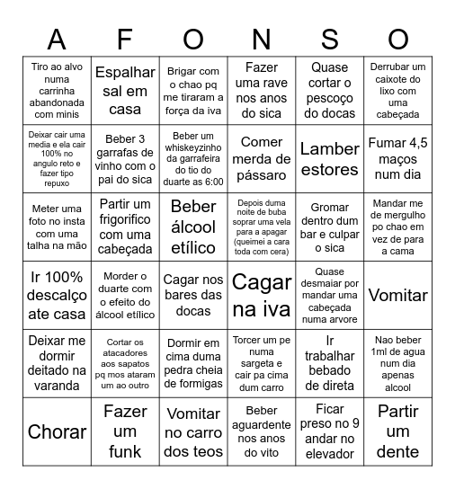 Afonso Gomes Bingo Card