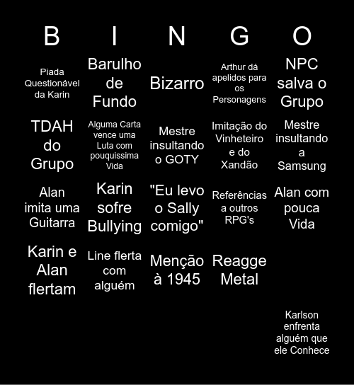 Triple K.O Bingo Card