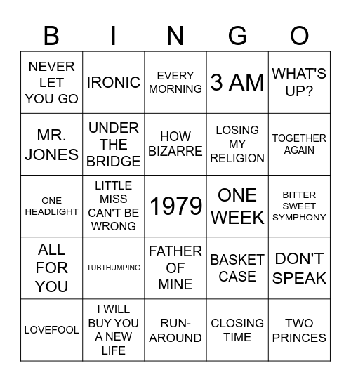 90s Bingo Card