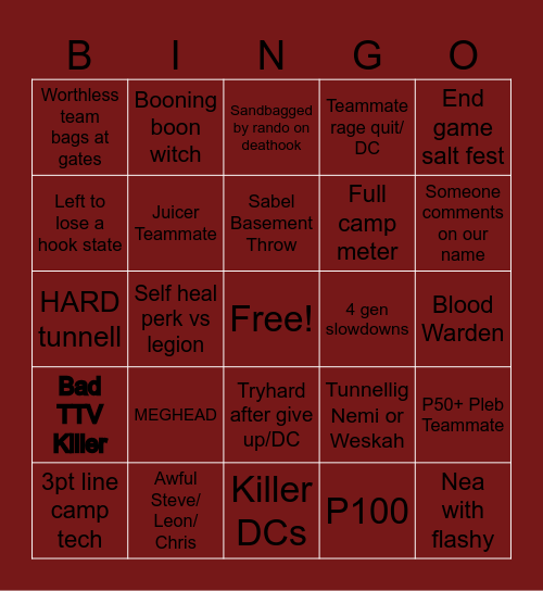 Salty Survivor Bingo Card