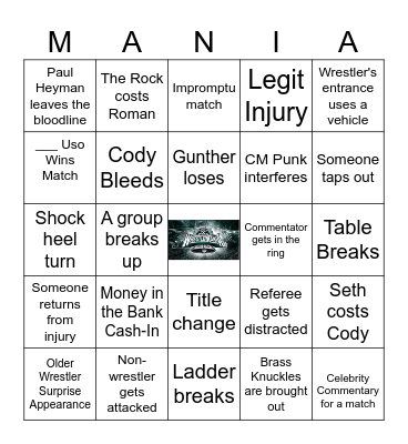 Wrestlemania 40 BINGO Card