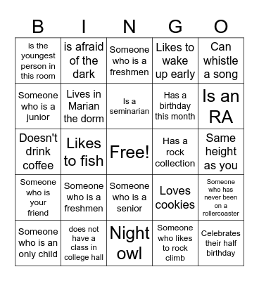 Find Someone Who Bingo Card