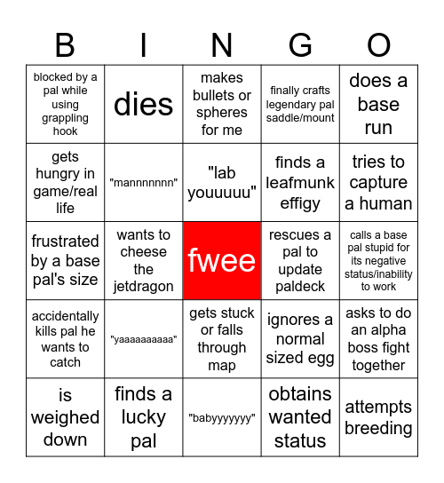 Paulworld Bingo Card