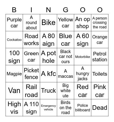 Ballarat Bingo Card