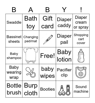 Allie's Baby Shower Bingo Card