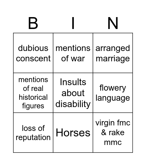 book Bingo Card