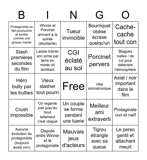 Winnie The Pooh : The Movie (2023) Bingo Card