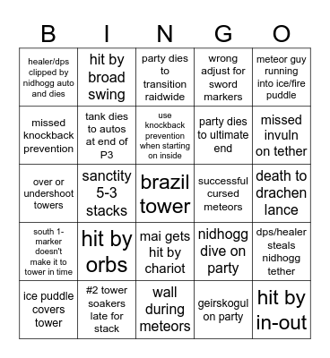 DSR P2/3 Bingo Card