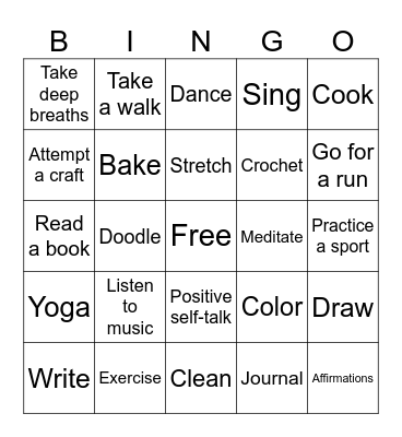 Stress Relief - 2024-2025 Bingo Card
