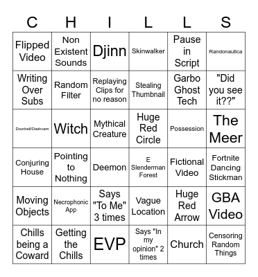 Chills Bingo Card