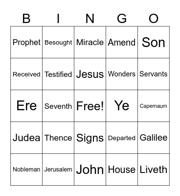 Nobleman’s Son Bingo Card