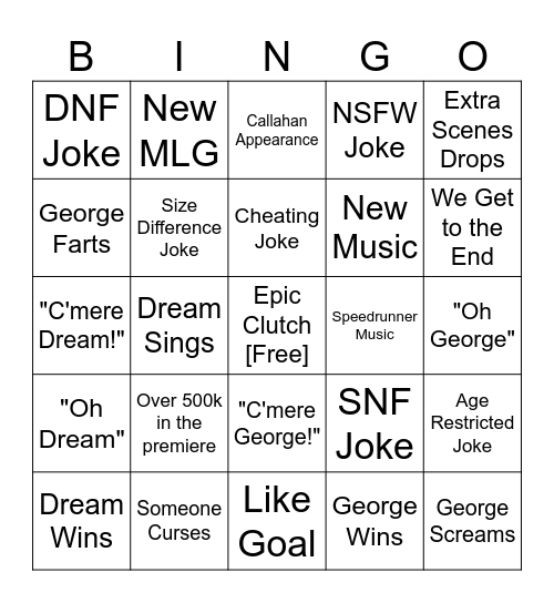 Titan Video Bingo Card