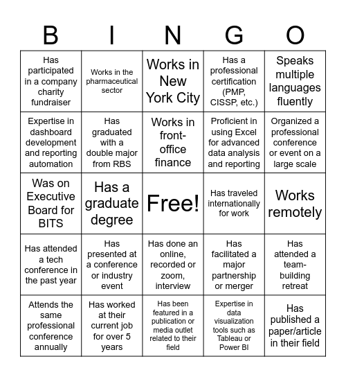 BITS Alumni Fireside Panel Bingo Card