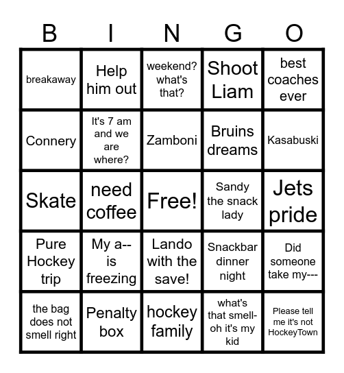 My kid plays hockey Bingo Card