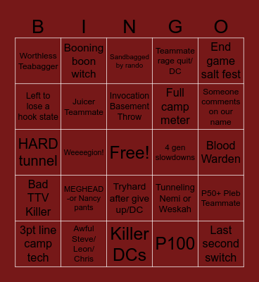 Salty Survivor Bingo Card