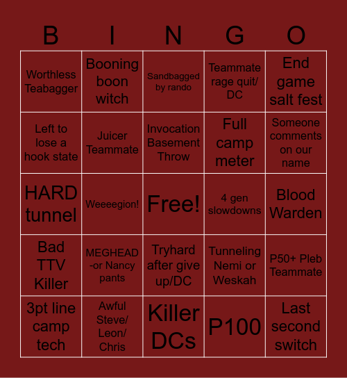 Salty Survivor Bingo Card