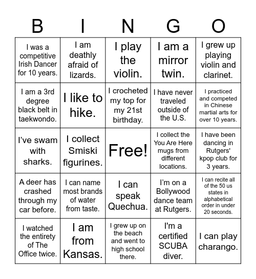 DELLC Banquet Bingo Card