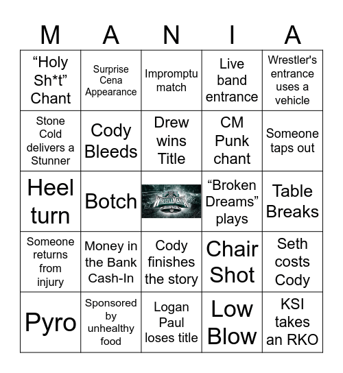 Wrestlemania 40 BINGO Card