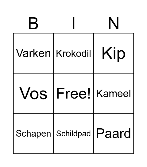 Dierenbingo Card